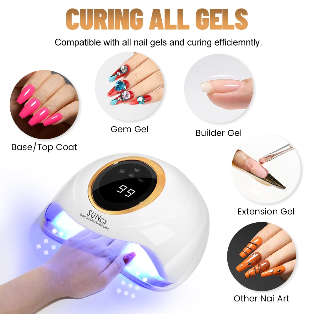 Lámpara de uñas LED UV de gran potencia, 72 LED, con 4 ajustes de temporizador, Sensor automático, lámpara de curado de Gel profesional, luz de esmalte de Gel para salón y hogar