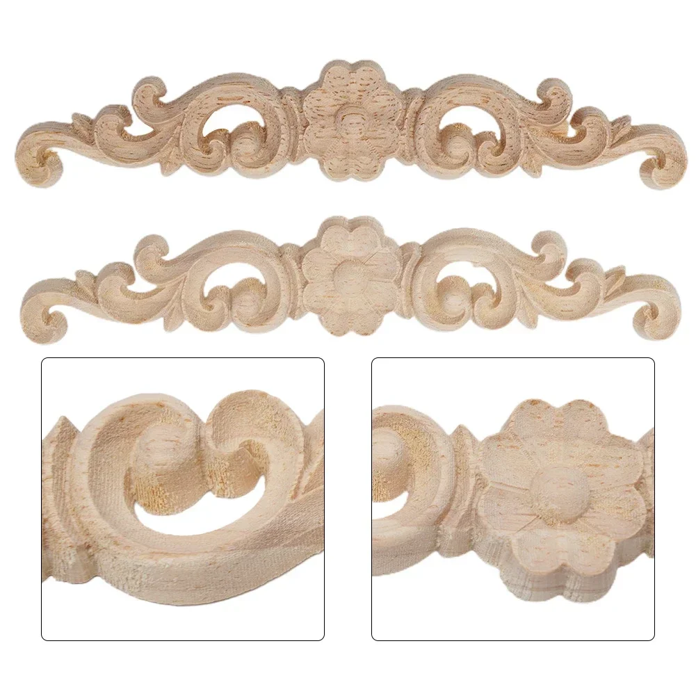 High Quality Applique Horizontal Decals Furniture Home Decoration Mouldings Solid Wooden Carved Exquisite Patterns