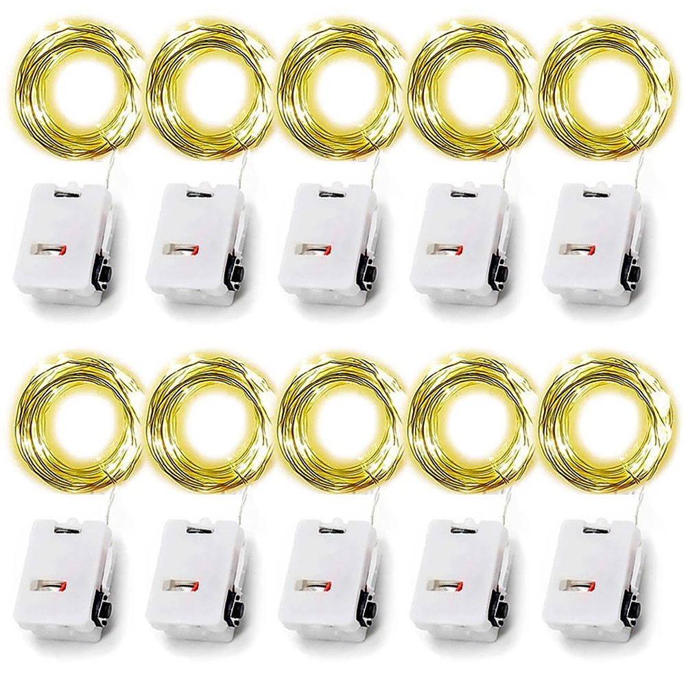 10 قطعة 3 متر وضع الأسلاك النحاسية LED سلسلة الجنية أضواء جارلاند شجرة عيد الميلاد ديكور نافيداد هدايا حفلات الزفاف DIY بها بنفسك مع البطارية