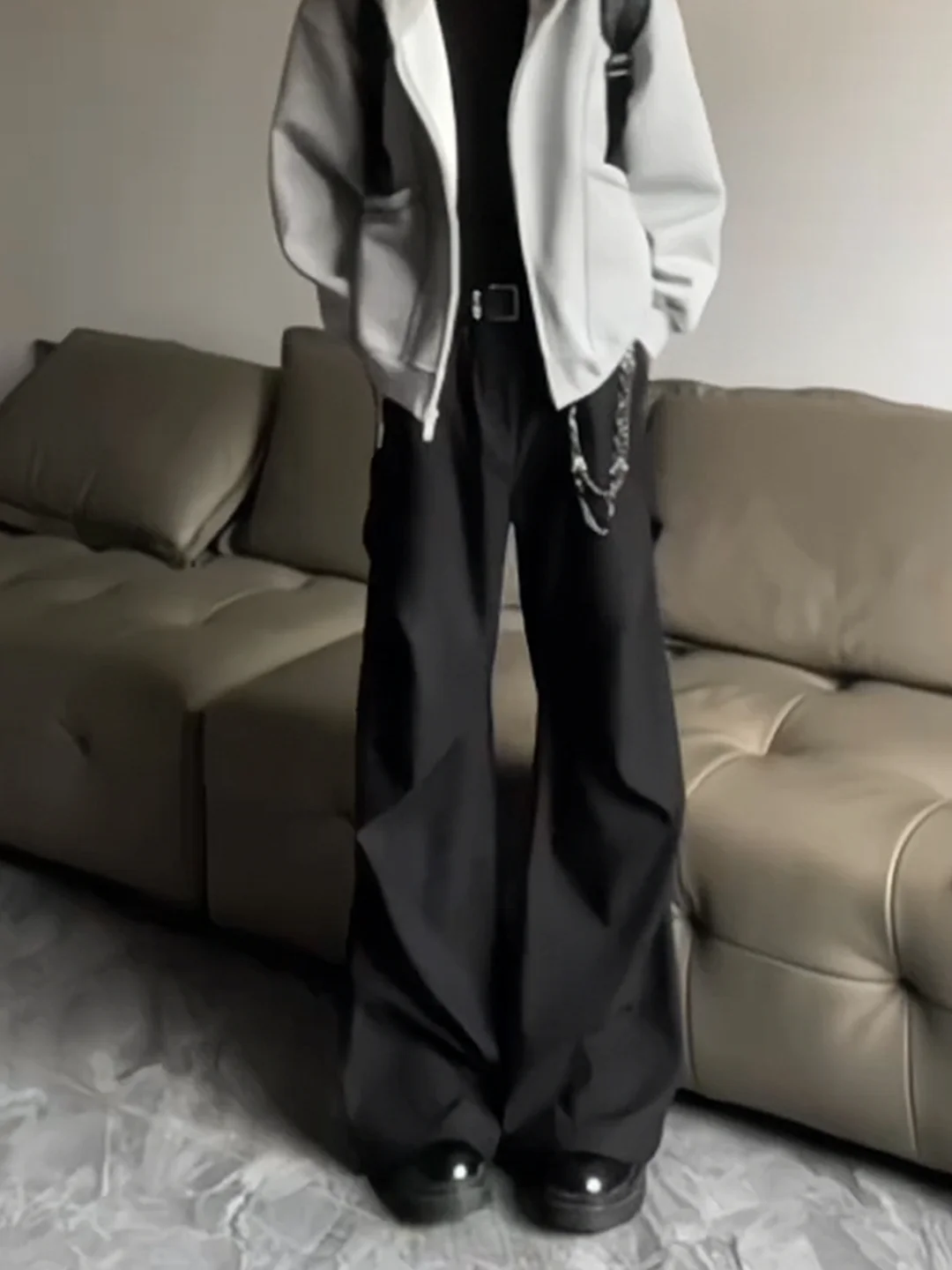 

Мужские осенние брюки Cleanfit в стиле High Street: широкие рабочие брюки с плиссировкой, повседневные молодежные модные удобные прямые джинсы