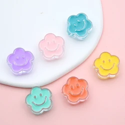 20mm Cute Flower Smile Face Acrylic Beads For Jewelry Making Diy Bracelet Necklace Keychains Accessories Handmade Spacer Beads