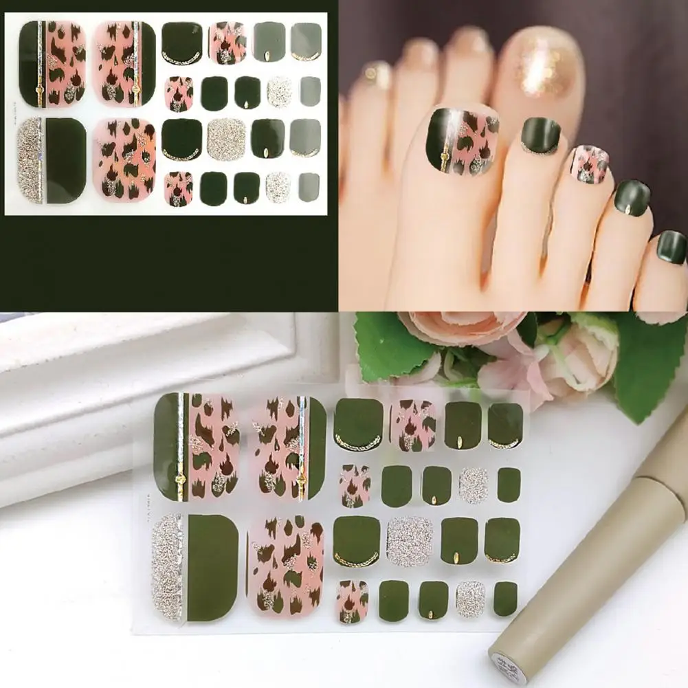 1 Set Toe Nail Art Stickers Waterproof Self-adhersive Nail Art Women Manicure Toenail Wraps Stickers