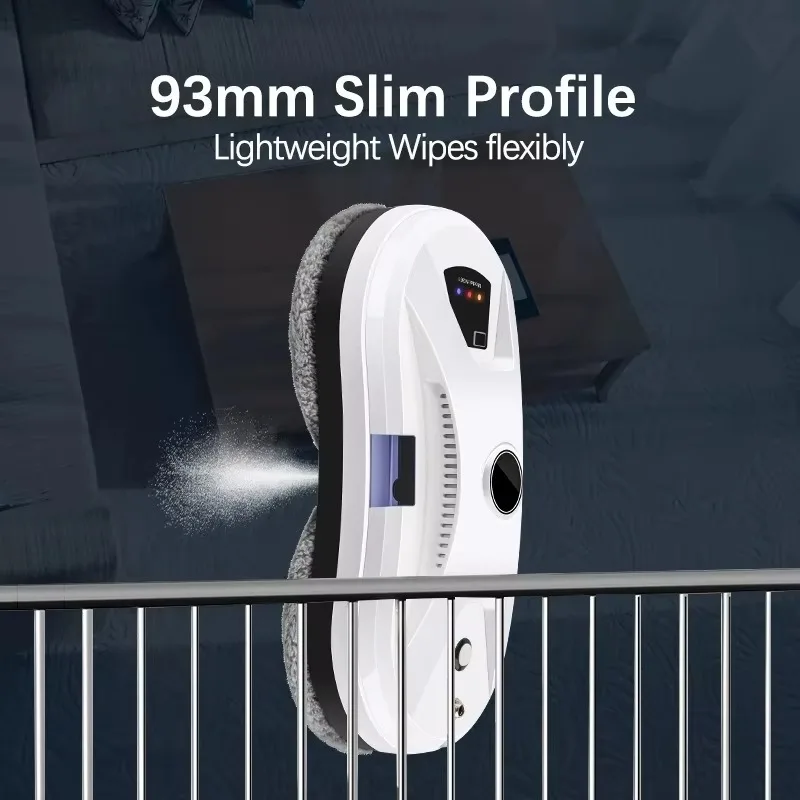 Commercial Window Cleaning Robot Portable AI Smart Path Dual Spinning Mop Ultrasonic Water Spray Remote Control Cleaning Machine view 3