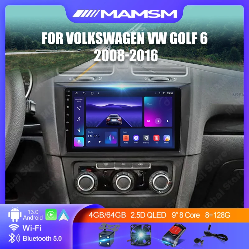MAMSM Wireless CarPlay Android Auto Car Radio For VW Volkswagen Golf 6 2008-2016 Car Multimedia Player Video Stereo GPS BT DVD