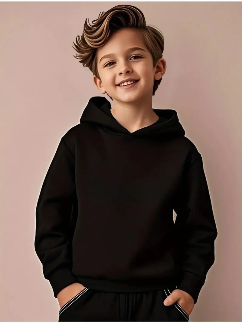 سويت شيرت بغطاء للرأس سميك ودافئ للأولاد. الخيار المثالي للارتداء اليومي غير الرسمي والأنشطة الخارجية. مثالية ل #6