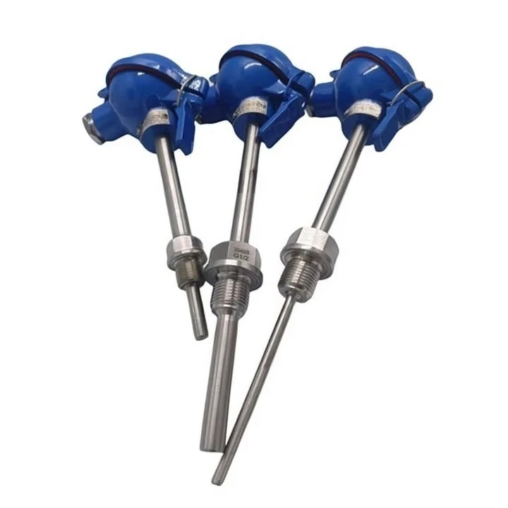 Custom Length PT100 Temperature Sensor IP65 Waterproof Explosion Proof 4-20mA Output Threaded Mount Temperature Transmitter