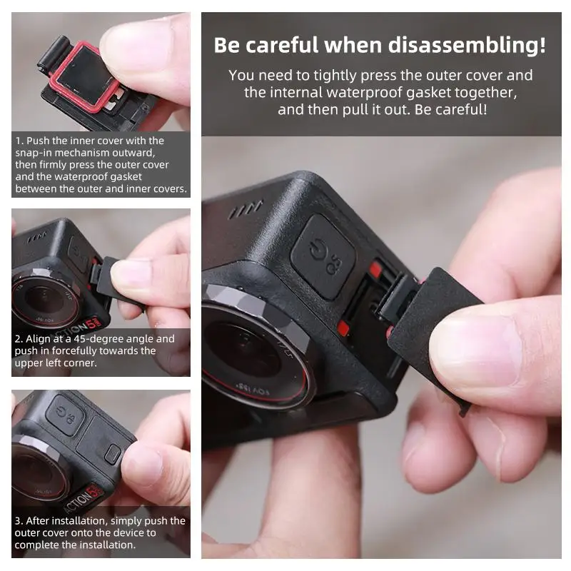 Wymiana bocznej osłony portu danych ABS do DJI Osmo Action 5 Pro, wymiana osłony interfejsu USB kamery DJI Action 5 Pro. — zdjęcie produktu 5