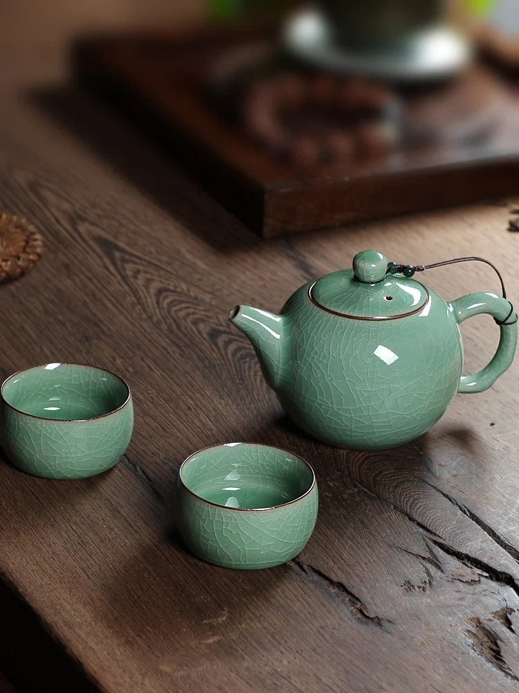 

Blue Porcelain Tea Pot And Cup Set Cerc Brother Office Gongfu Tea Tools Ball Hole Filter Tea Pot Modern Chinese Sle Tea Set