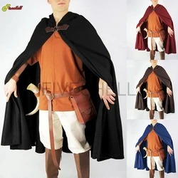 Medieval Cloak Men Retro Hooded Long Cape Coat Pirate Cosplay Halloween Party Gothic Cosplay Costume Halloween Black Cloaks