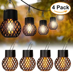 1-6Pcs LED Outdoor Flame Effect Hanging Lantern Out Waterproof Garden Decoration Lamp Solar Fairy Light For Patio Garden Yard