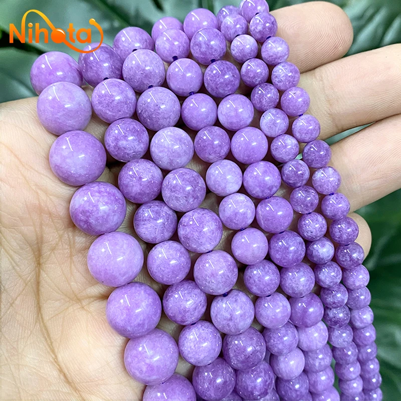 Natural Stone Light Purple Chalcedony Round Spacer Beads DIY 6/8/10/12mm Handmade for Jewelry Making Ring Bracelet Earrings15