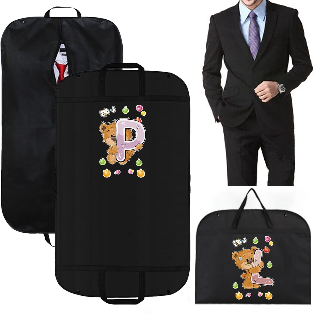 

Dustproof Clothing Covers Suit Coat Dust Cover Bear Letter Print Coat Storage Bag Protector Hanging Garment Bag Closet Organizer