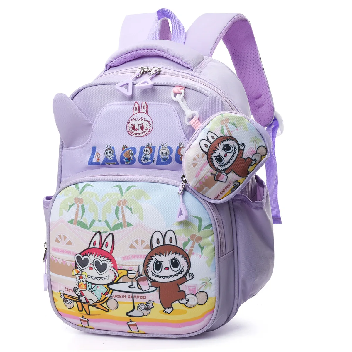 

Girls Cute Primary School bag LABUBU Students Backpack with Coin Wallet purse Children Schoolbag Kindergarten 3-6 Years Old Boy