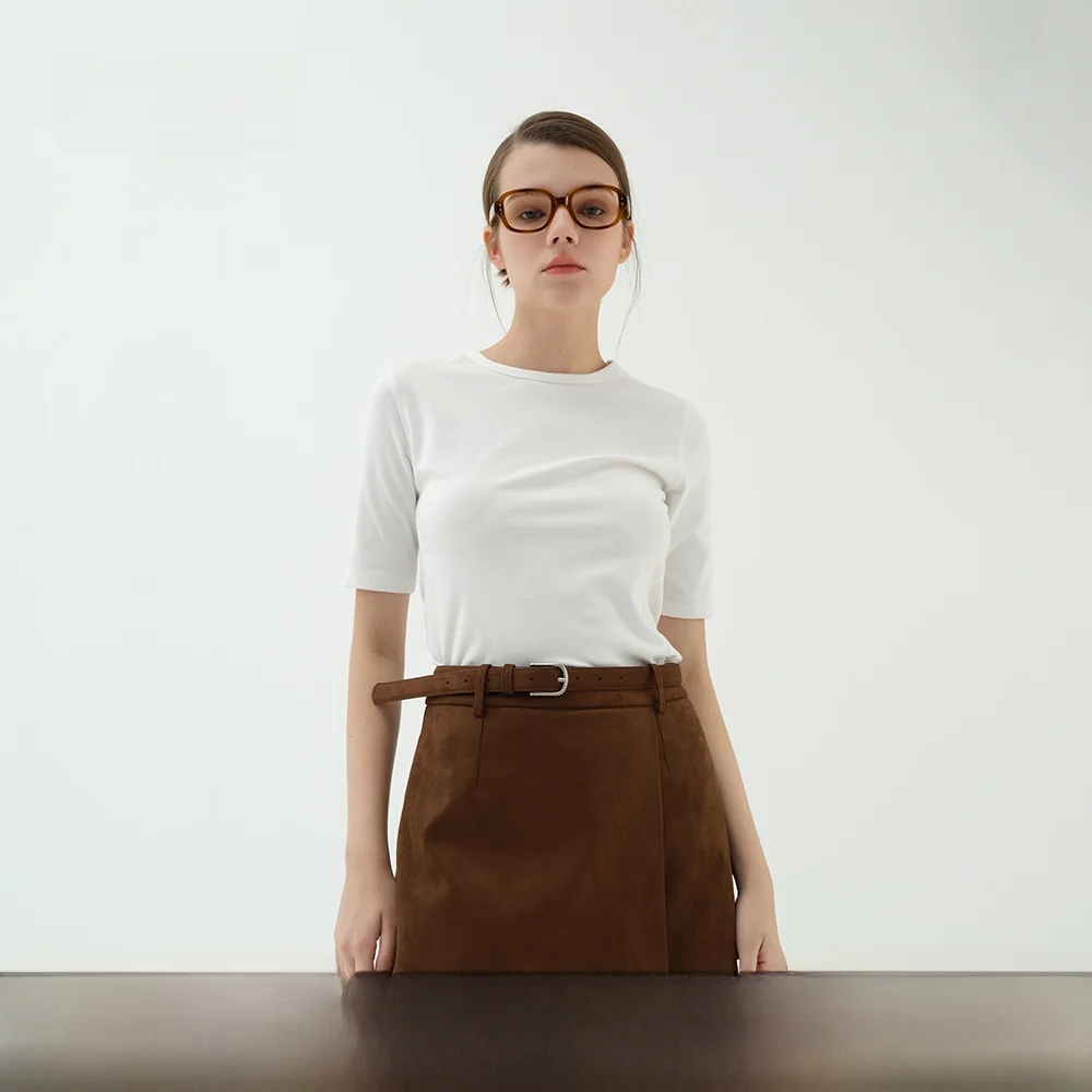 

ZYTA mat round Ne ort Sve T-irt Women's Loose Slim Fit Five-Quarter Length Cotton Blend Summer Top