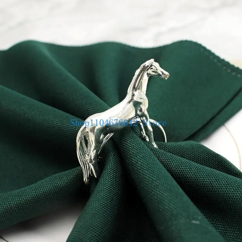 

5asd Horse Figurine Napkin Rings for Festives Event Christmas Wedding Banquet Parties Dining Table Napkin Buckle 6 Piece Set