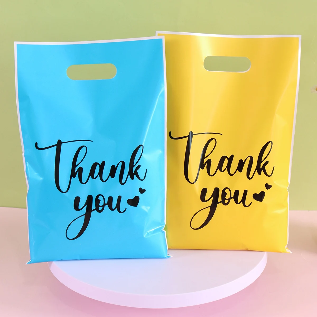 20/50/100 قطعة شكرا لك حقائب للهدايا متعدد الألوان حقيبة الحلوى البلاستيكية حفل زفاف عيد ميلاد تفضل لوازم لهدايا الأعمال الصغيرة