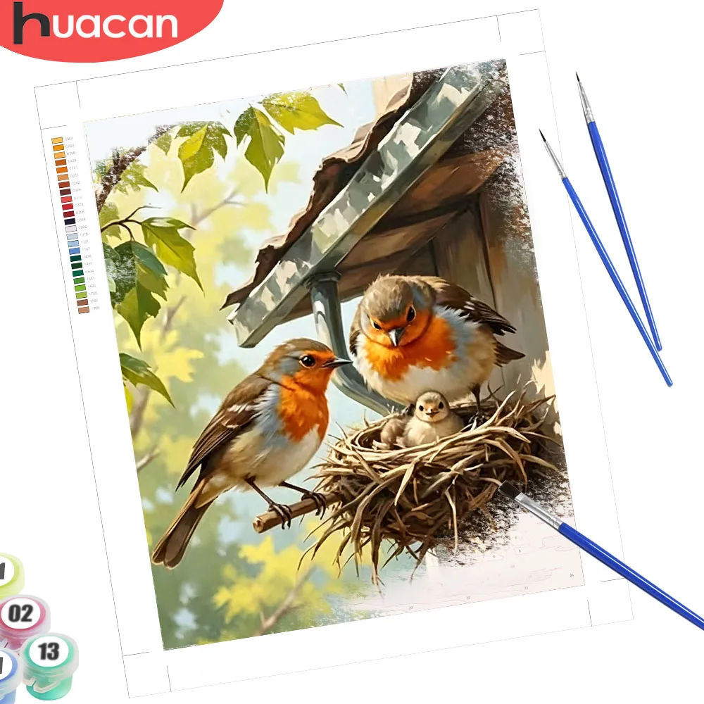 HUACAN Diy Painting By Numbers Bird Animal Coloring By Numbers Drawing On Canvas Home Decor Art HandPainted Kits Gift