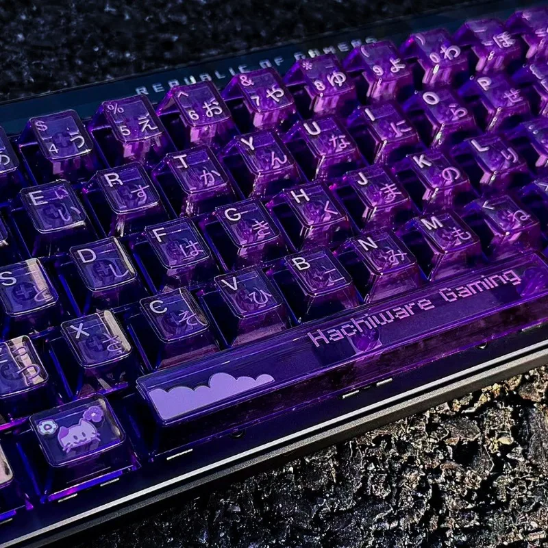 

Transparent Gaming Keycaps Set Custom PC Cherry Profile Purple 130 Keys Keyboard Caps for Mechanical Keyboard Accessories Gift