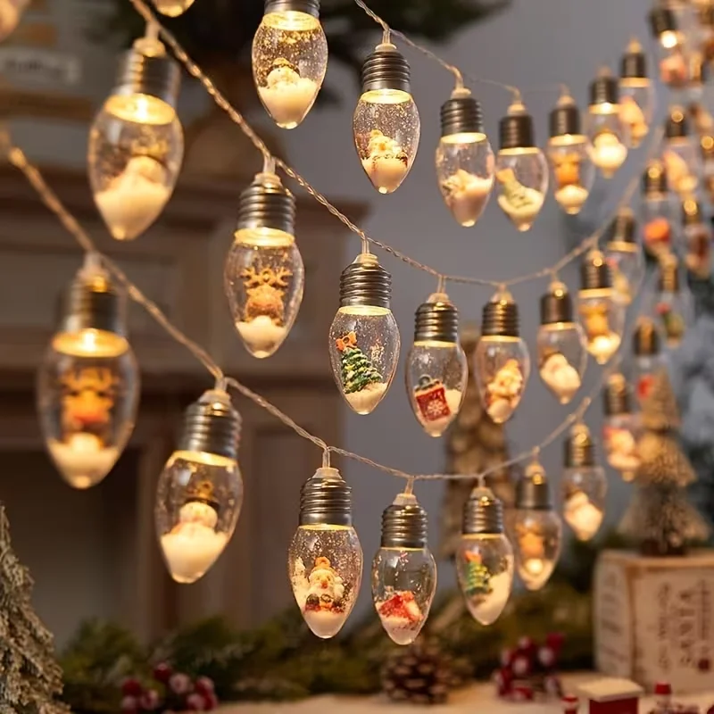 Xmas Snowman Wishing Bottle LED Fairy Light String Santa Elf Decor Bulb Lights for Christmas Tree Table Indoor Party Home Decor