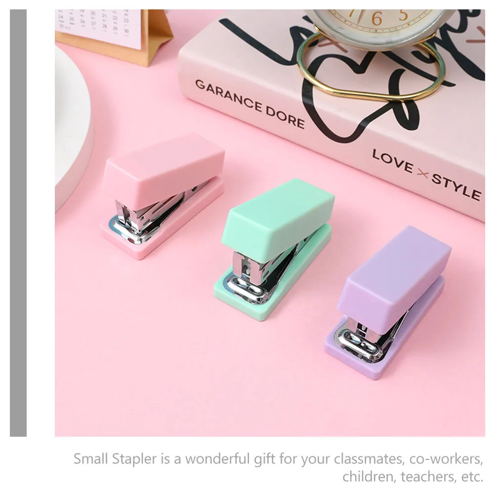 

3Pcs Small Stapler Premium Materials Long Service Life Handy Paper Document Organizer for Home Office Study Paper Staplers