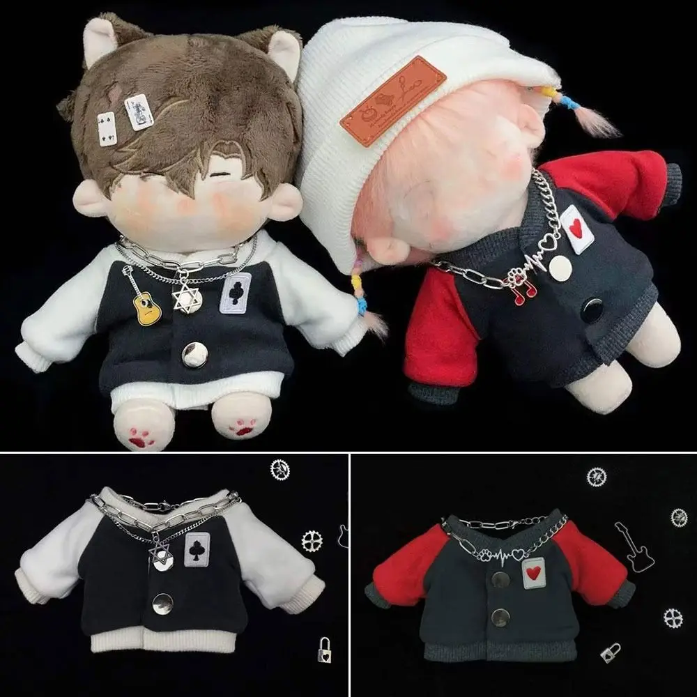 Black/White/Red Playing House Changing Dressing Game Embroidery Jackets Cotton  Dolls Baseball Uniform 20cm  Clothes