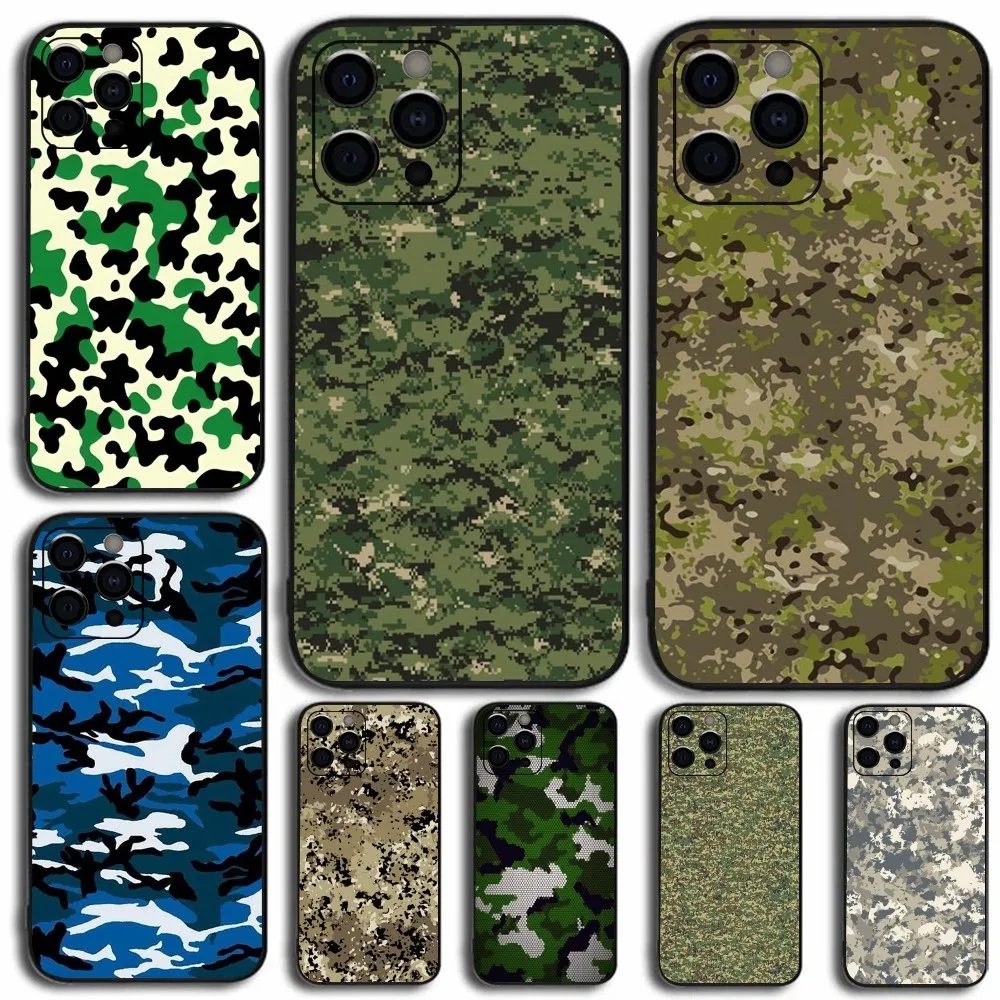 Military Army Camouflage Phone Case For Apple iPhone 15,14,13,12,11,Pro,X,XS,Max,XR,Plus,Mini Soft Black Cover