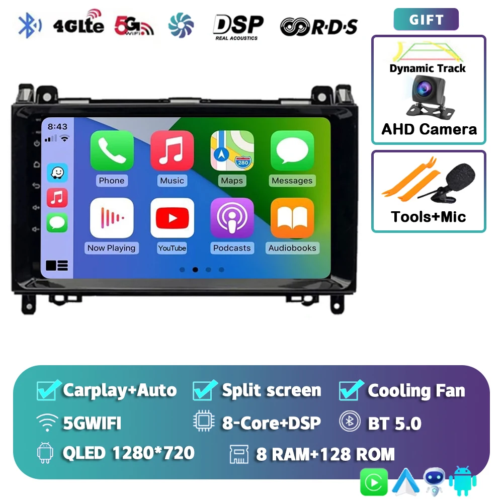 Android 15 Voor Benz Sprinter Volkswagen Crafter 2006-2016 2K QLED Android Autoradio Multimedia Video Player GPS stereo CarPlay