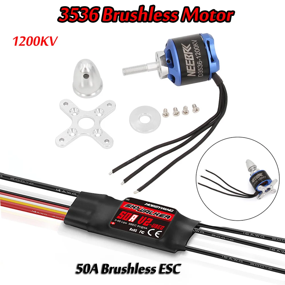 

3536 1200KV Brushless Motor 2-4S with 50A ESC Speed Controller for RC FPV Fixed Wing Airplane Skysurfer Glider Plane Spare Parts