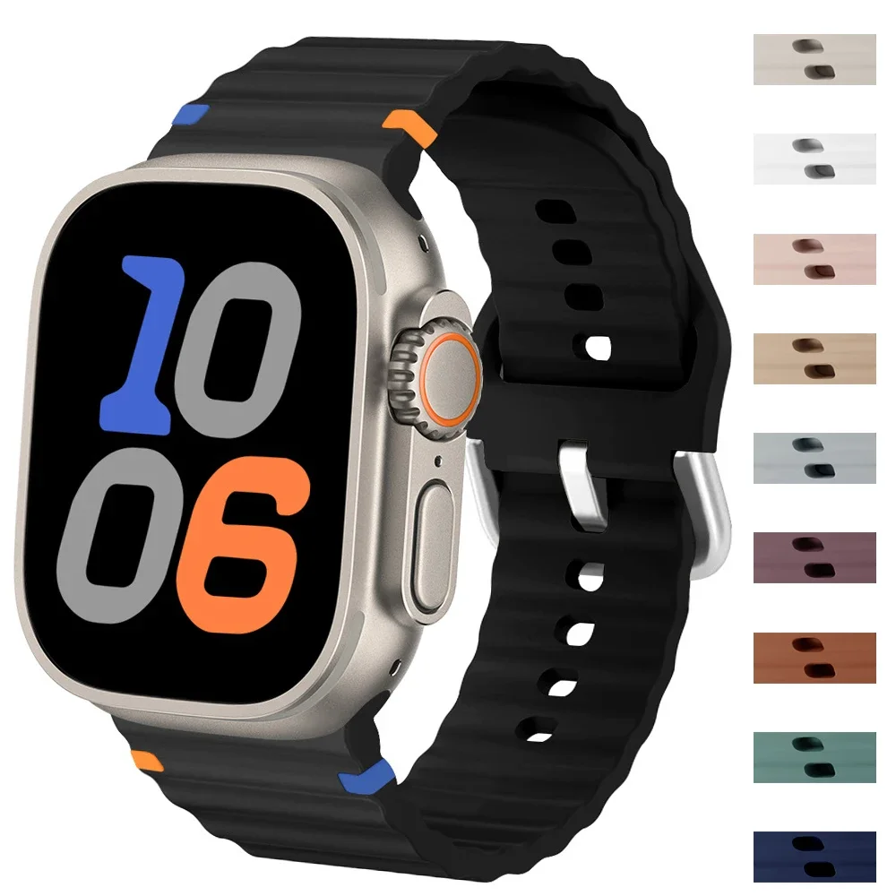 

Silicone Strap for Apple Watch Band Ultra 2 49mm 41mm 45mm 44mm 40mm 42mm 38mm Correa Bracelet for Iwatch Series 9 8 7 6 SE 5 4