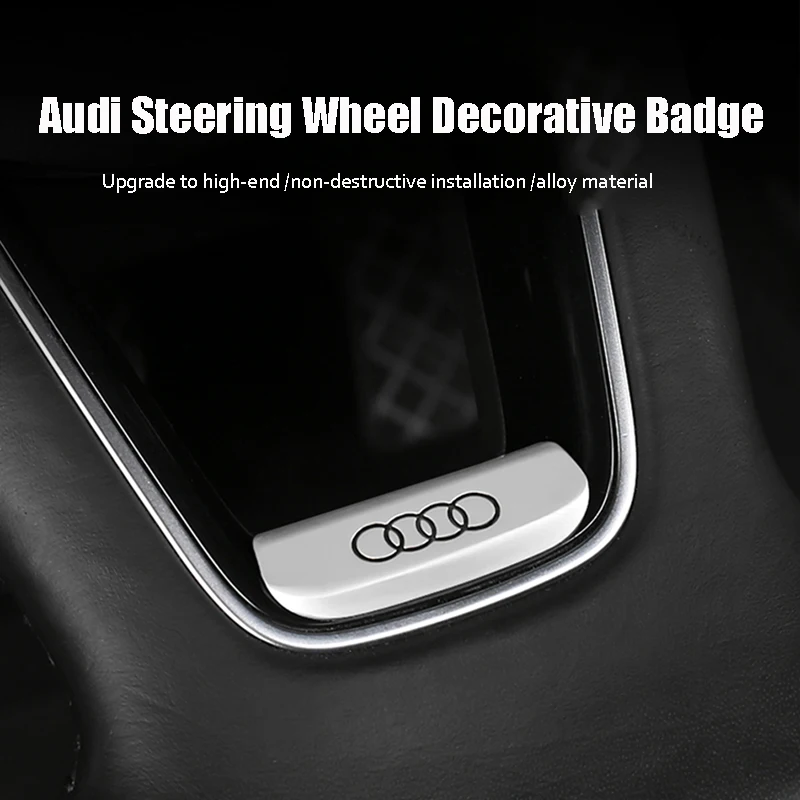 3D Aluminum Alloy S Sline Emblem Car Steering Wheel Sticker Accessories For Audi A1 A3 A4 A5 A6 A7 A8 B8 B9 B6 C6 Q2 Q3 Q5 Q7 TT