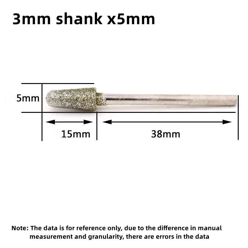 60 Grit Grinding Bullet Coated Mounted Bit Burr For Stone Dremel Rotary Tool 3mm Shank