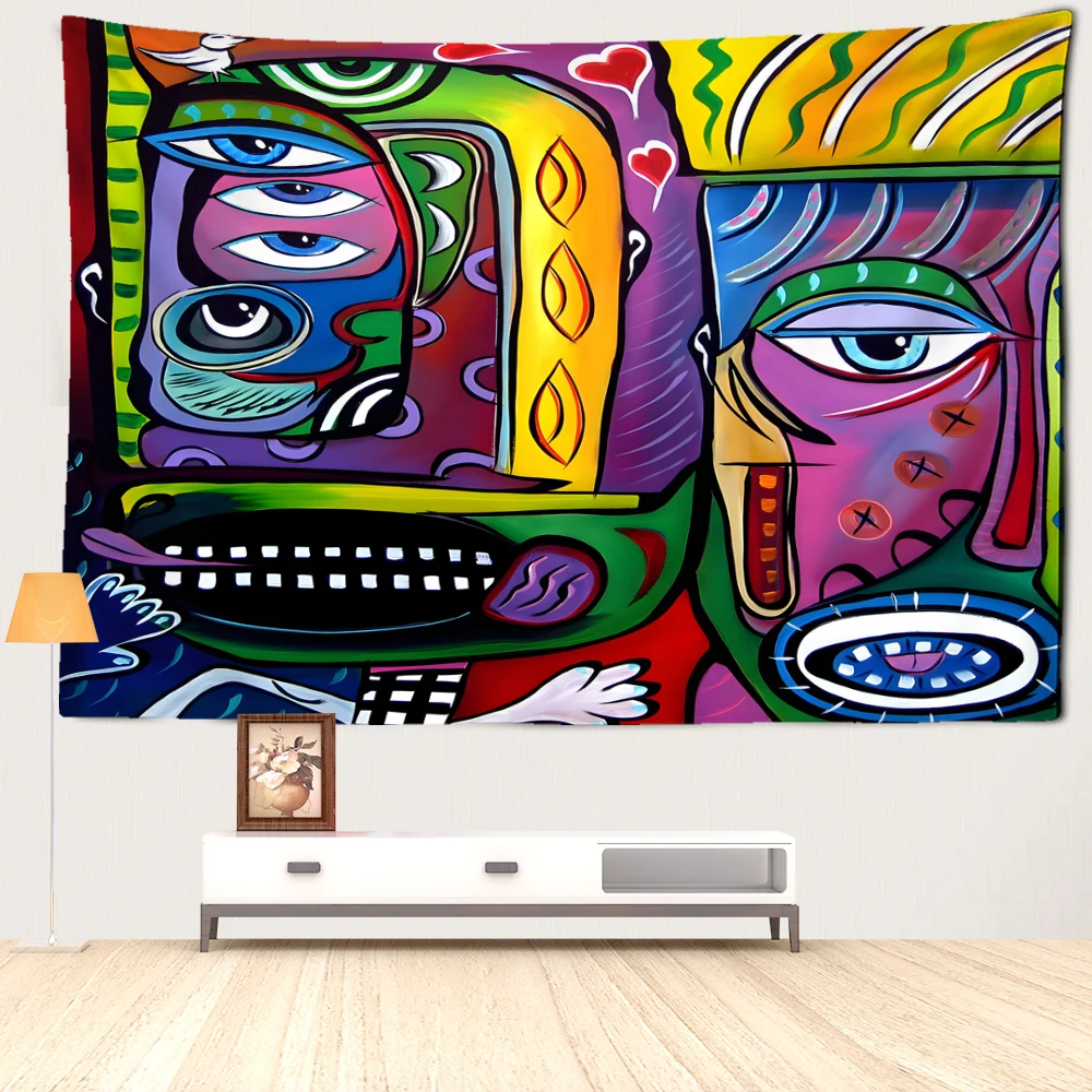 Graffiti Face Painting Tapestry Wall Hanging Bohemian Abstract Mysterious Art Hippie Bedroom Dormitory Home Decor