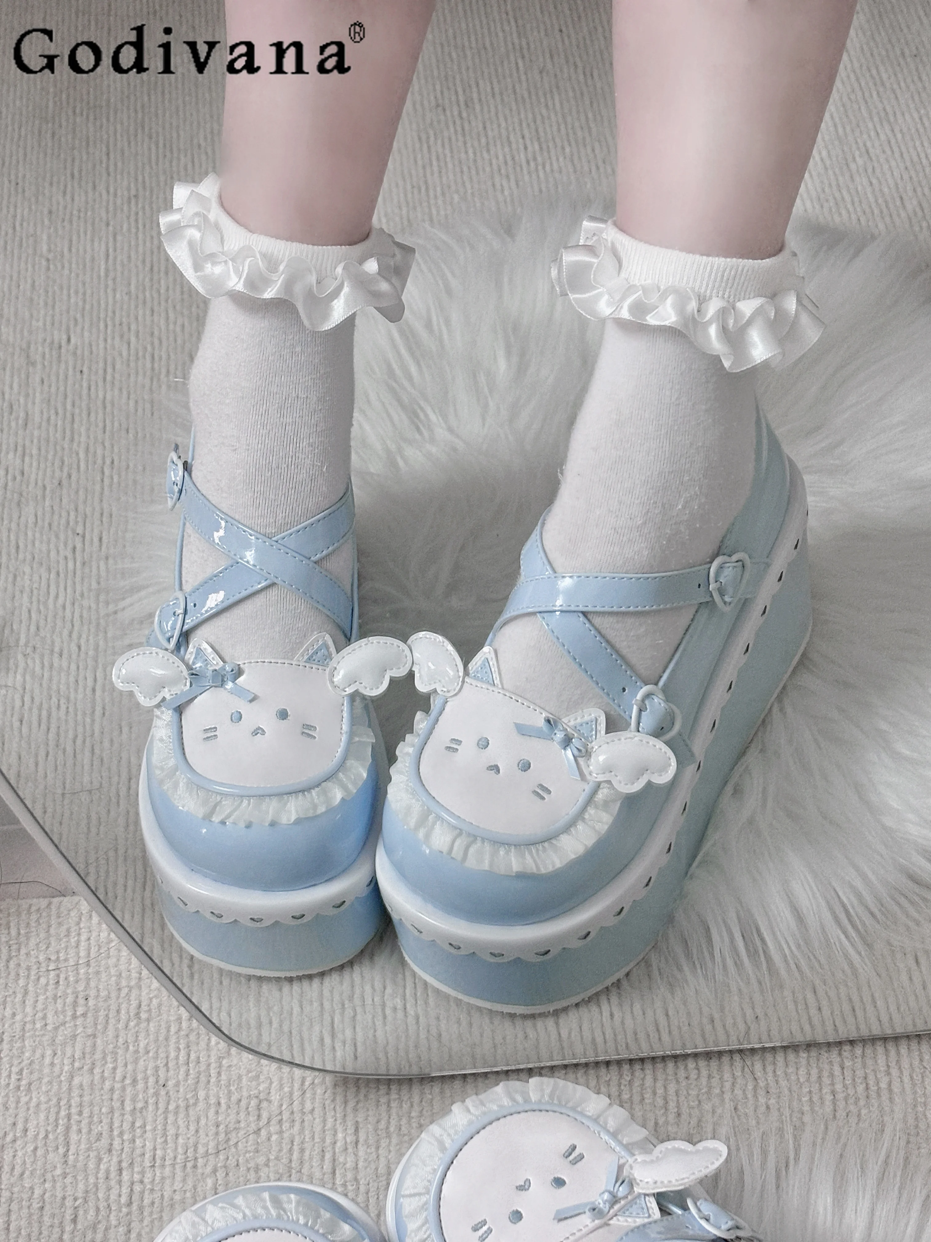 

Kawaii Lolita Platform Muffin Shoes Japanese Round Head Cute Sweet Attention Women's Shoes High Heels