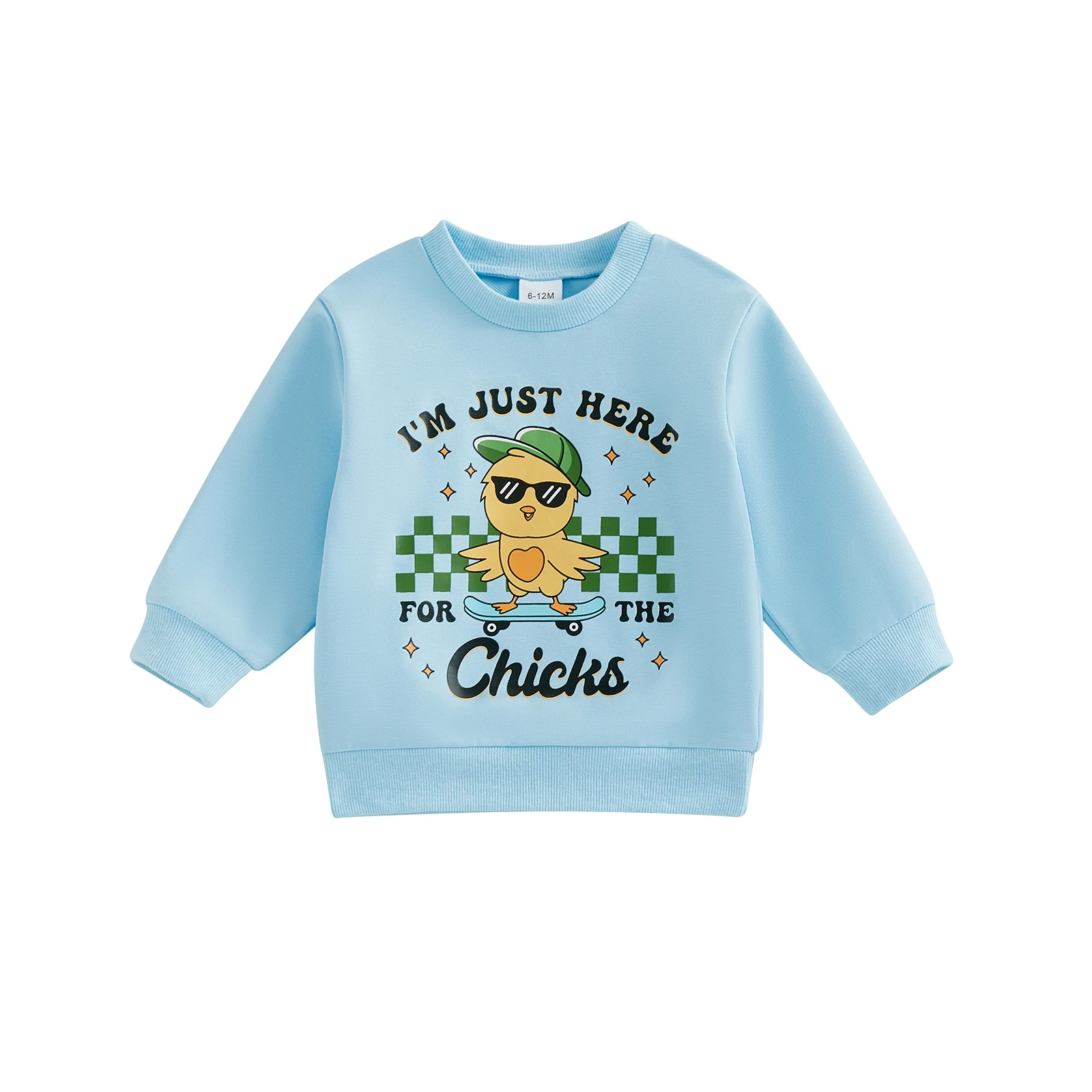 Little Boys Easter Sweatshirts Long Sleeve Round Neck Letter Chicken Eggs Dinosaur Print Pullover