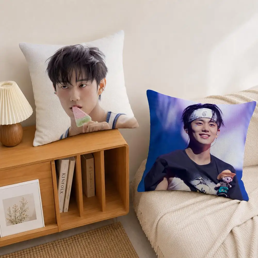 K-pop P1Harmony Intak Cushion Cover Natural Linen Pillowcase Set, All-in-One Decor for Sofa, Bedroom & Chair