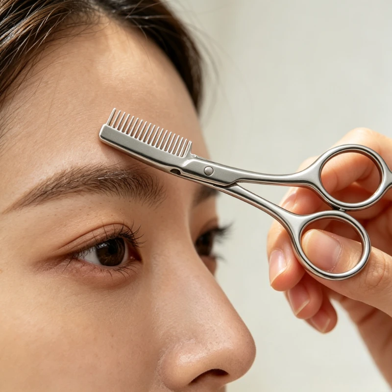 Stainless Steel Integrated Eyebrow Scissors With Built-in Comb Sharp Portable Women Daily Beauty Makeup Trimming Tools