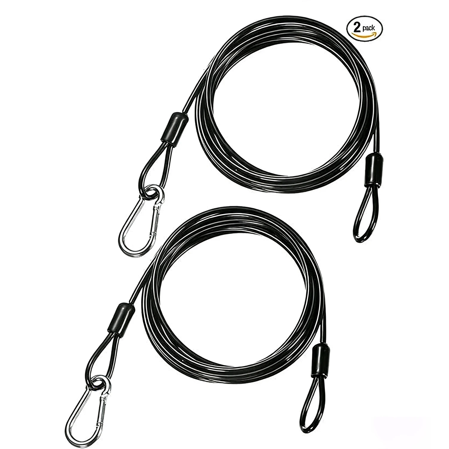 2er-Pack Outdoor- und Reise-Sicherheitskabel mit Schlaufen, 2m x 2,5mm Geflochtenes Sicherheitsseil, Flexibles Stahlsicherheitskabel für Ausrüstung und Tore