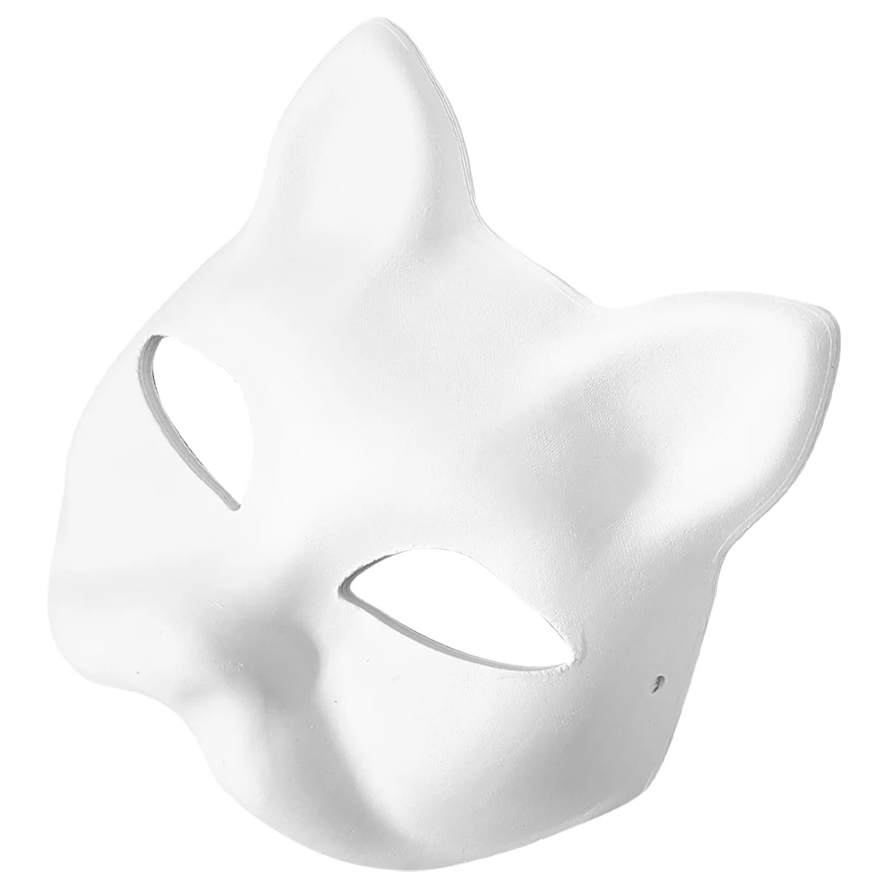 未塗装の白いハロウィーンの紙のマスク,手描きの猫,空の紙のマスク,猫,キツネ,diy,milisten