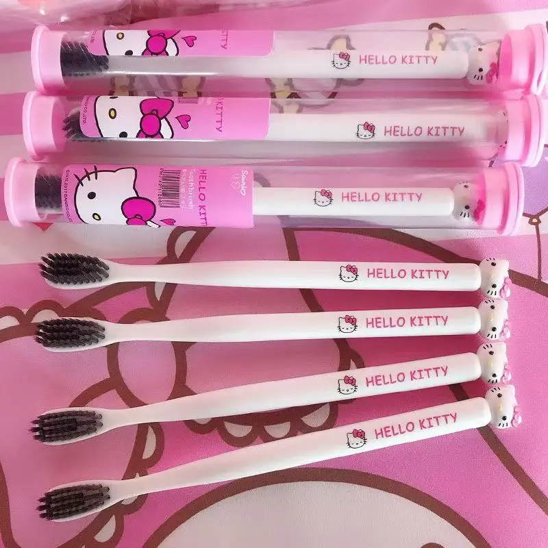 

Anime Sanrio Hello Kitty Toothbrush Melody Kuromi Cinnamoroll Cartoon Student Adult Household Toothbrush Cleaning Birthday Gifts