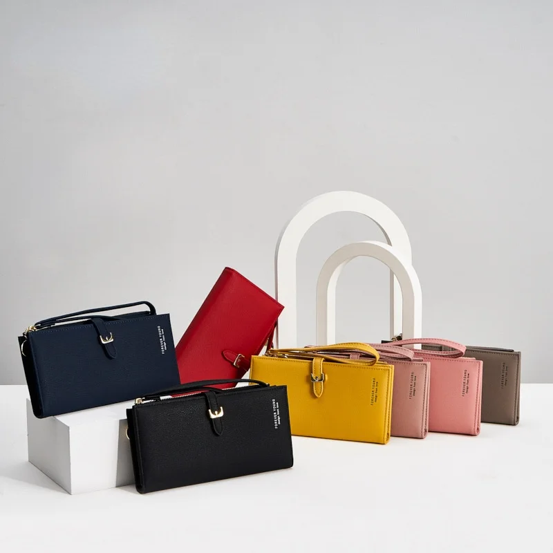 

Wristband Women Long Wallet Many Departments Female Wallets Clutch Lady Purse Zipper Phone Pocket Card Holder Ladies Carteras