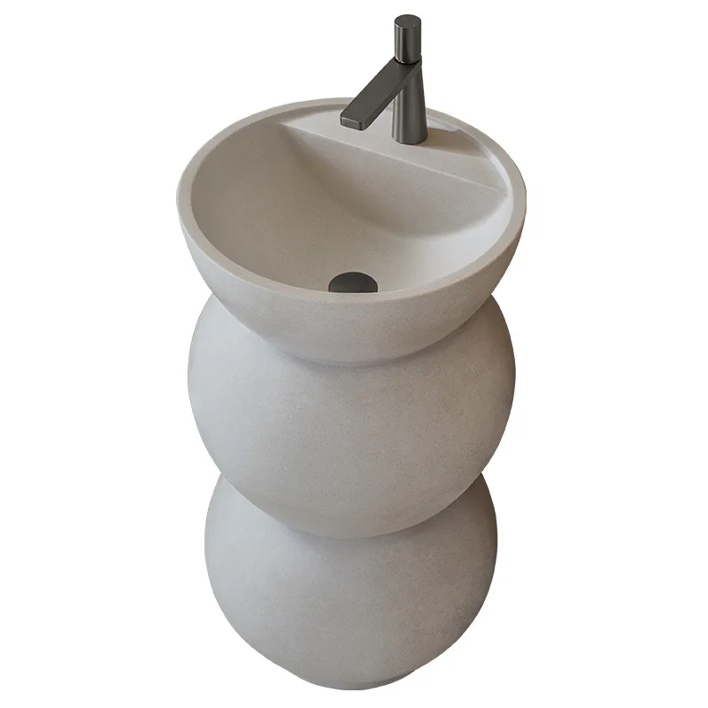 Wabi Sandy Wind Pillar Basin Floor-to-ceiling Artificial Stone Integrated Wash Basin Homestay Wash Table