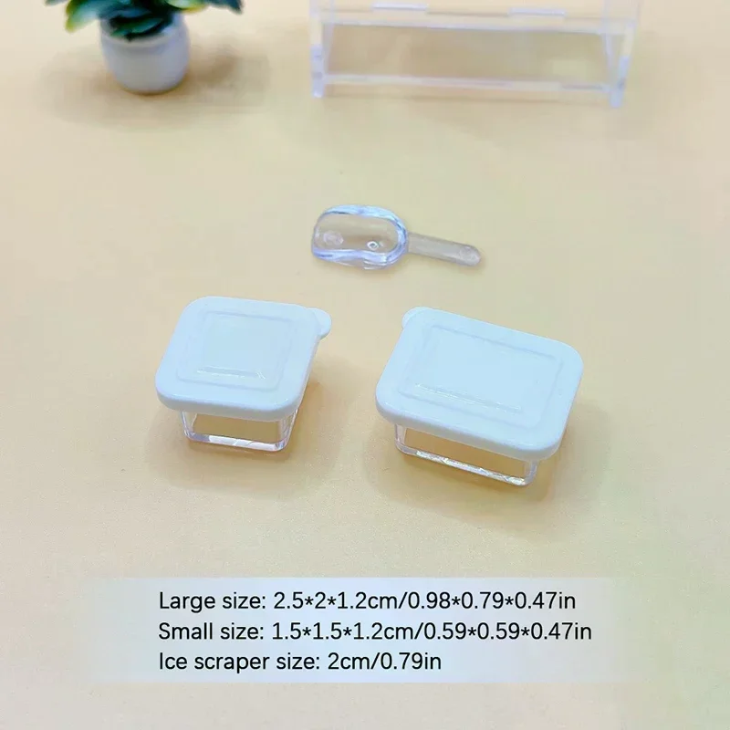 1Set 1/12 Dollhouse Lunch Box Bento Storage Box W/Shovel Model Dollhouse Miniature Kitchen Decoration Doll House Scene Toys