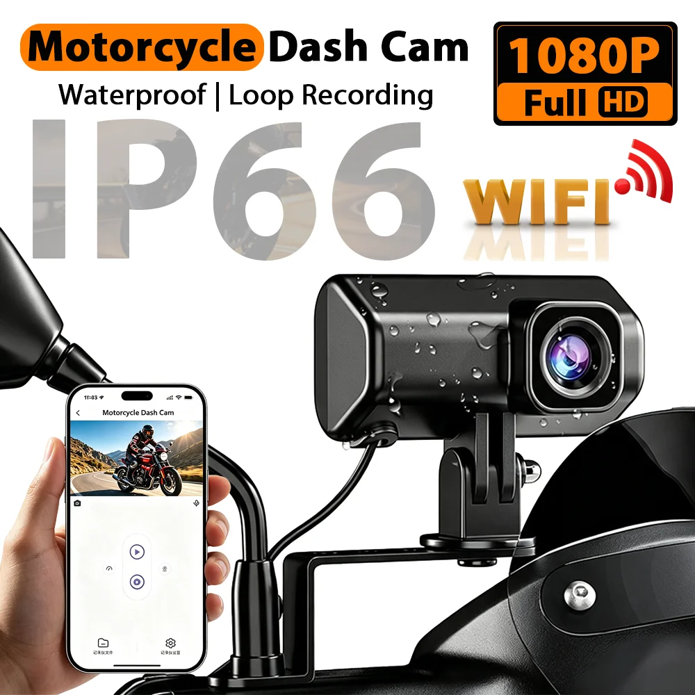 Motorcycle Dash Cam 1080P Full HD WIFI APP DVR Waterproof Shockproof Loop Recording Riding Safety Camera Video Recorder