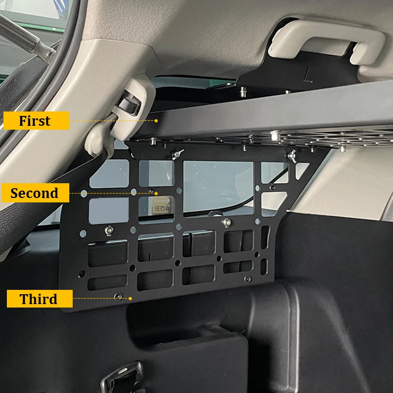 For Toyota Fortuner 2016-2023 Rear Boot Trunk Window Cargo Rack Shelf Storage Organizer Hanging Board Molle Panel Kit