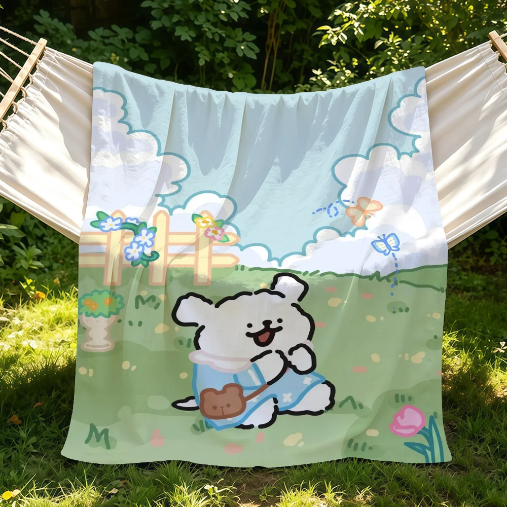 Line Dog M-maltese Funny Blanket Suitable For Sofas Beds Offices Cars Outdoor Travel An Ideal Gift For Friends Family