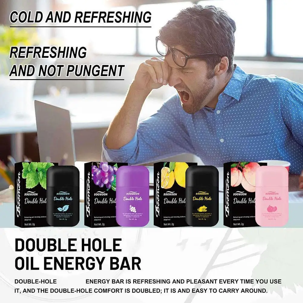 Double Hole Nasal Inhaler Diffuser Sniffer Herbal Repair Flavored Energy Stick Nasal Fruit Box Awakening Refreshing Brain