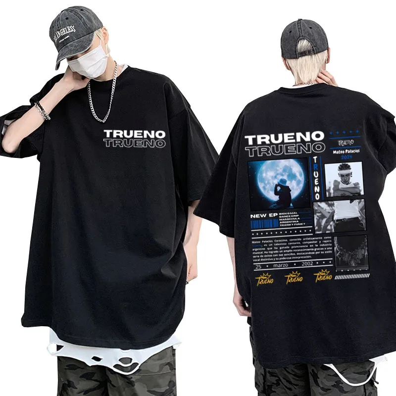 Hip Hop Rapper Trueno Mateo Palacios Music Album Print T Shirt Men's Women's Fashion Oversized T-shirt Rock Hip Hop Tshirts Male