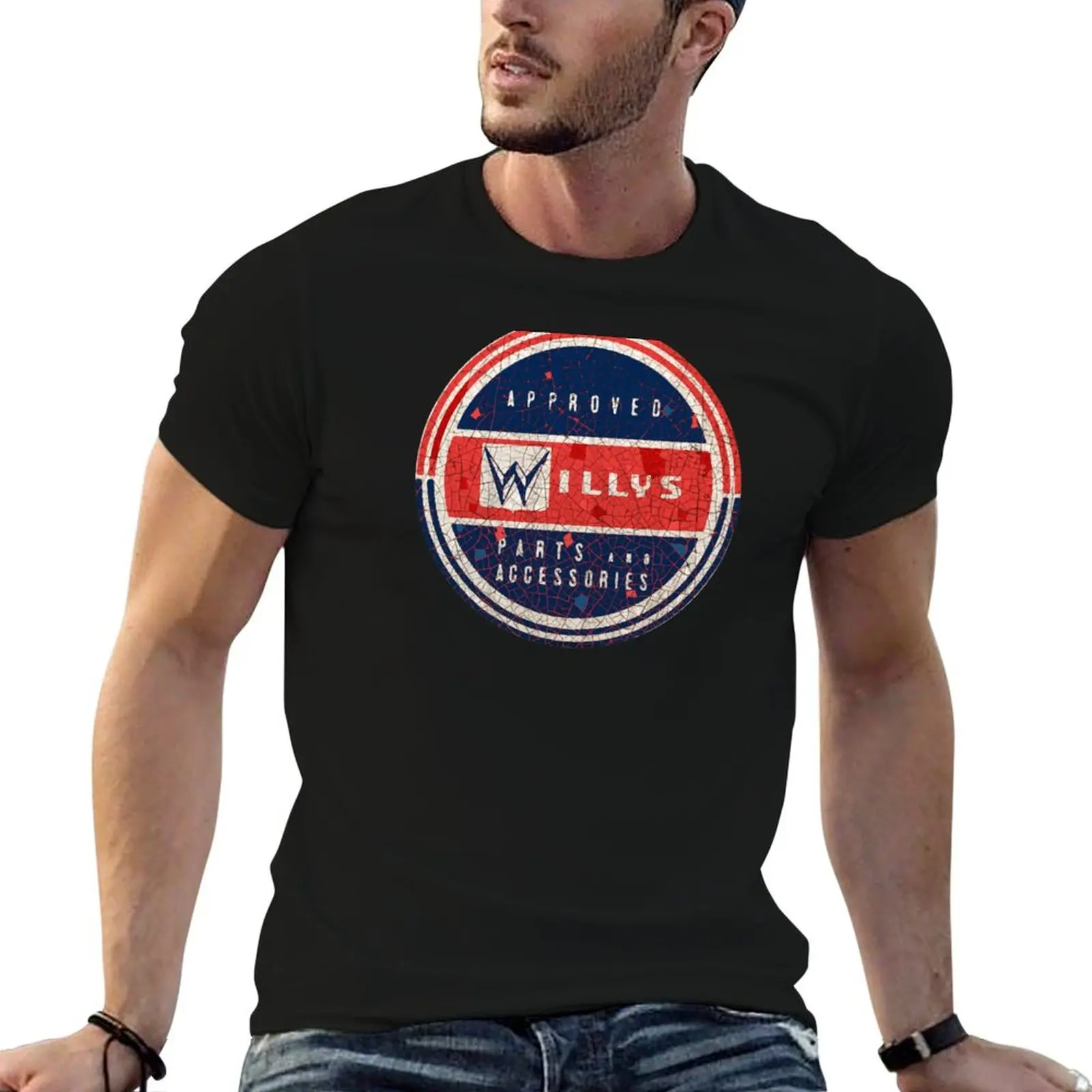 Camiseta masculina de algodão de luxo 100% com estampa Willys Parts and Service USA, camiseta slim fit para homem.