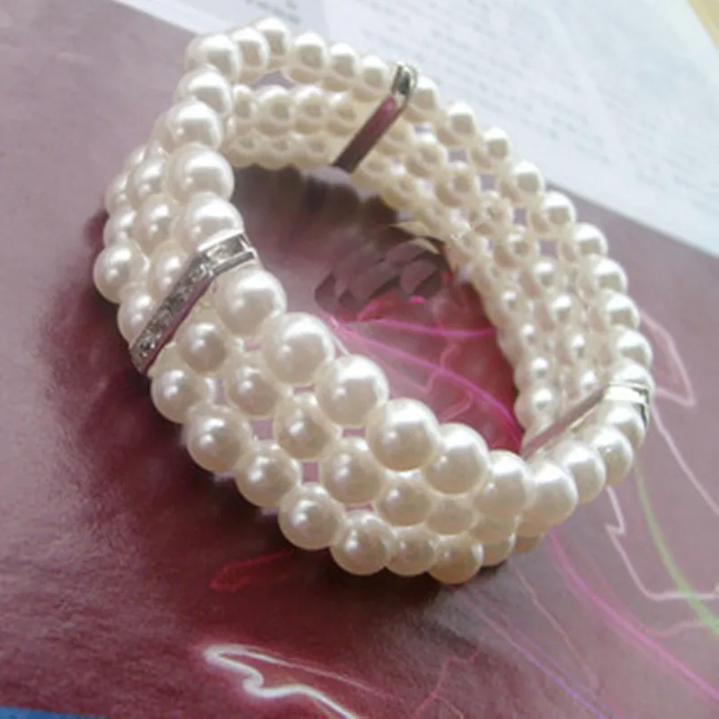 Hot New Fashion Elasticity Bracelet Simulated Pearl Multilayer Beaded Charm Wide Cuff Bracelets Bangles For Women 2023 Jewelry