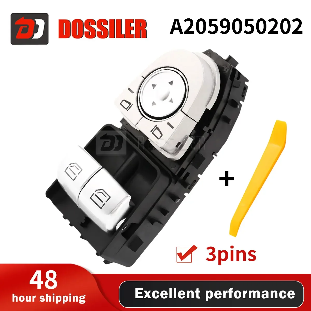 

A2059050202 Dossiler Electric Power Master Window Control Switch for MERCEDES-BENZ C/V-CLASS EQV EVITO MARCO POLO VITO 3 Pins